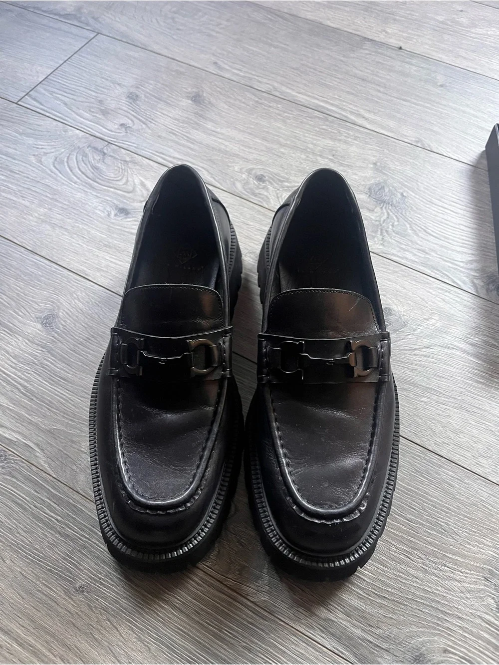 Men's Black Leather Slip-On Bit Loafers